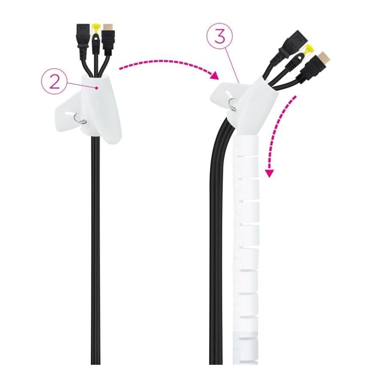 Nanocable · Organizador de Cables Espiral · 3m · Blanco
