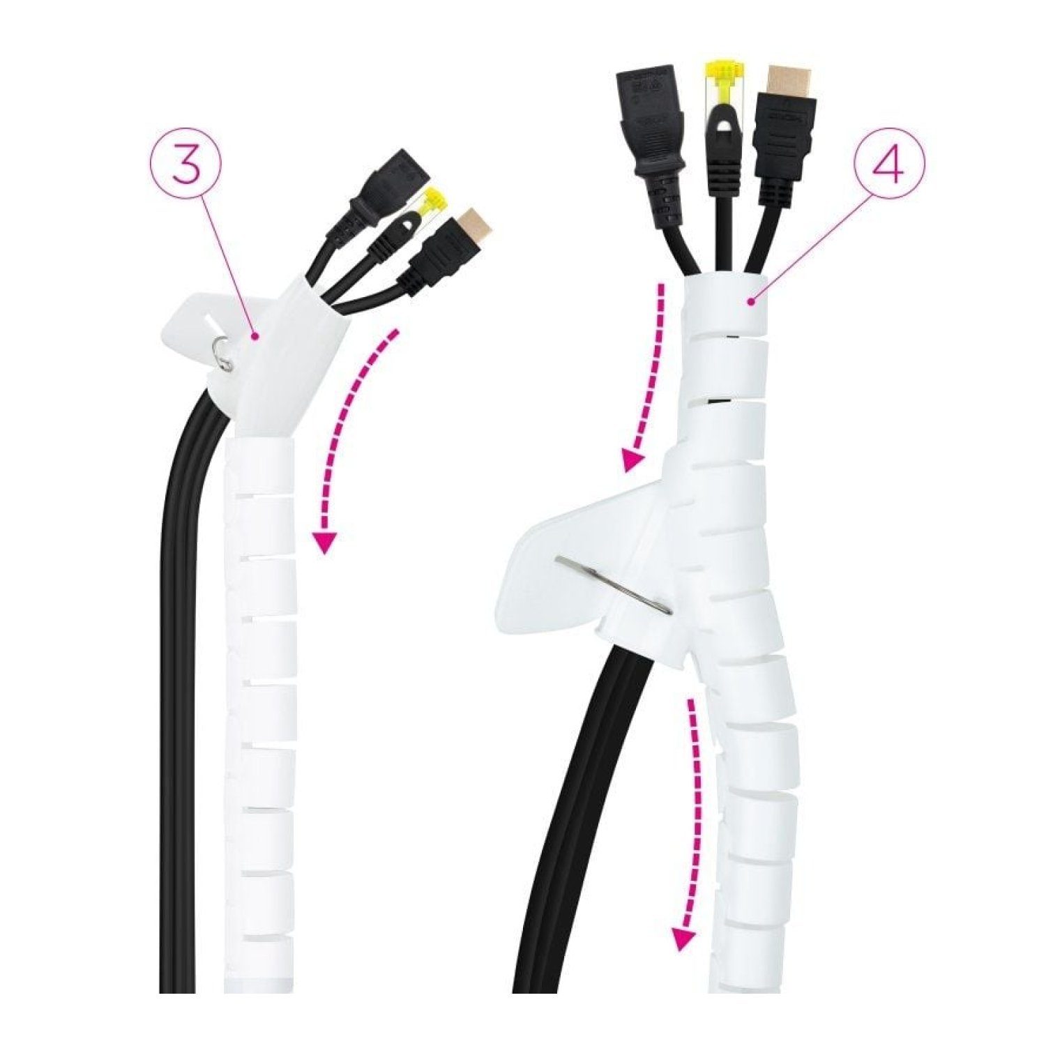 Nanocable · Organizador de Cables Espiral · 3m · Blanco