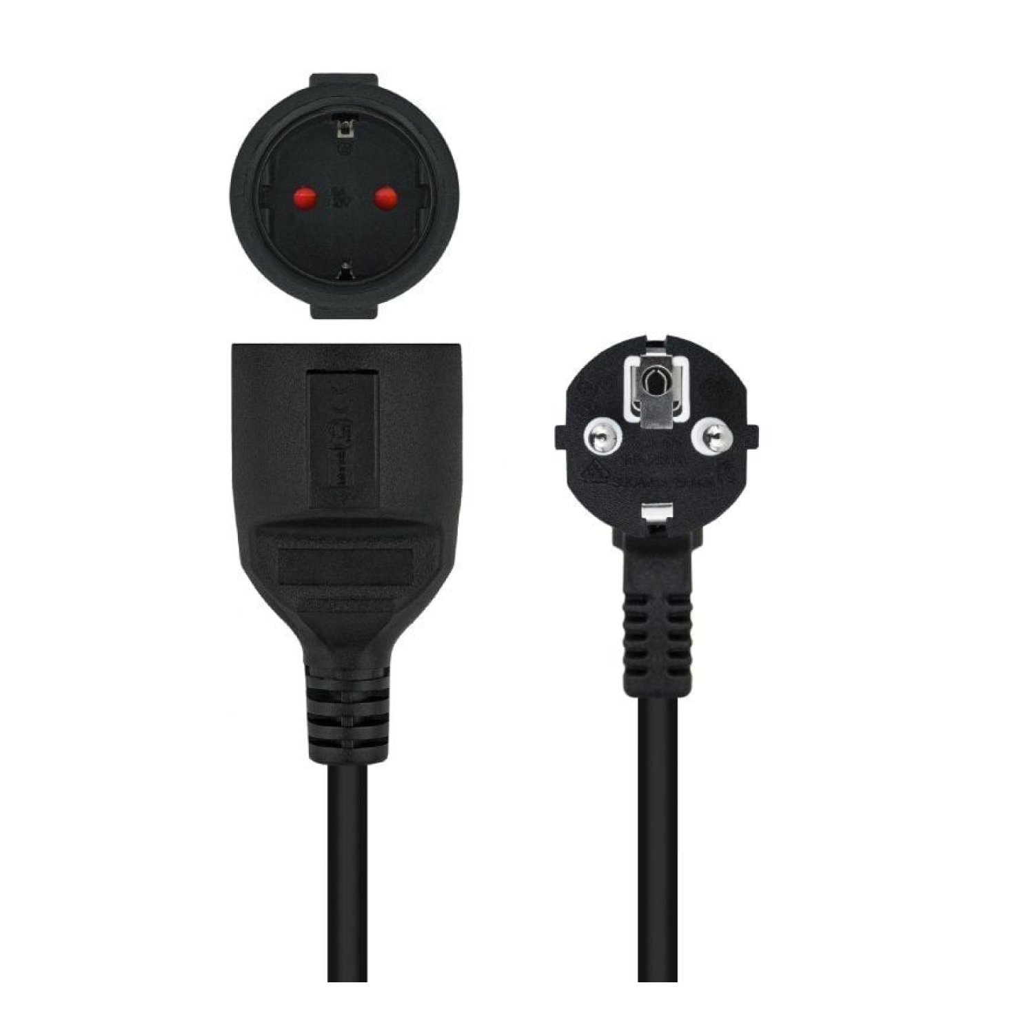 Nanocable · Alargador Schuko · 2m · Negro
