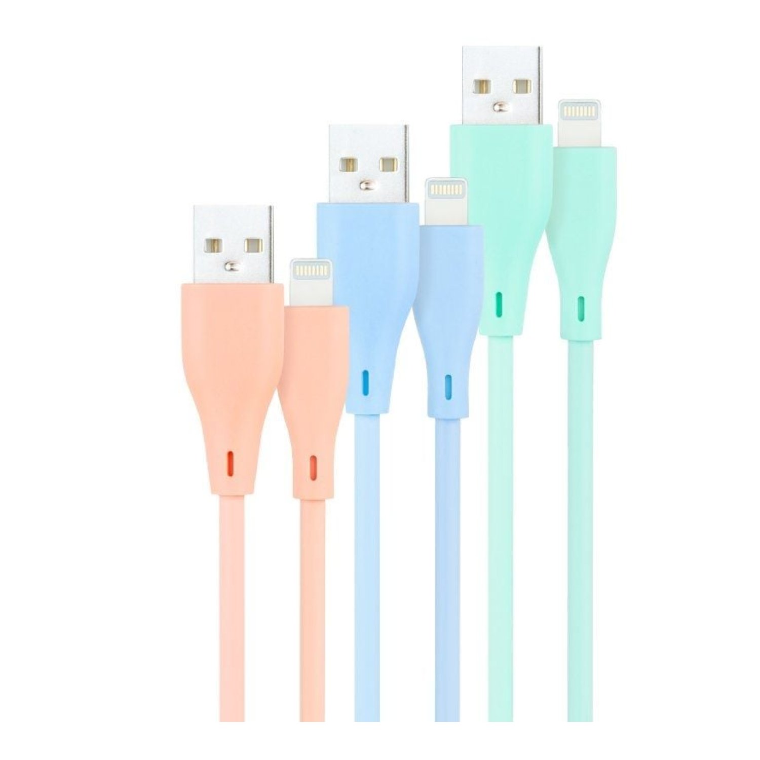 Nanocable · Cable USB 2.0 Lightning · 1m · 3 Unidades (Rosa/Azul/Verde)