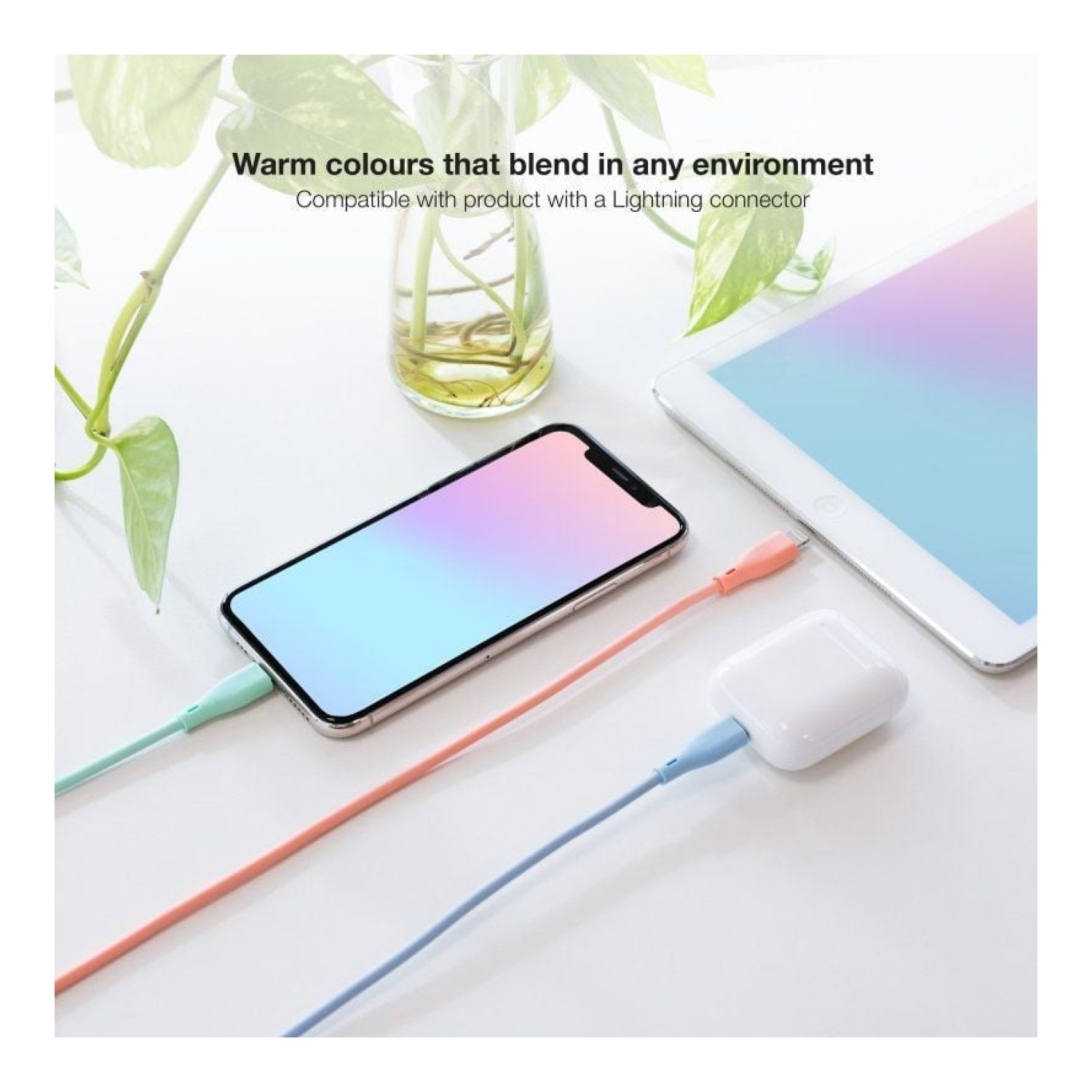 Nanocable · Cable USB 2.0 Lightning · 1m · 3 Unidades (Rosa/Azul/Verde)