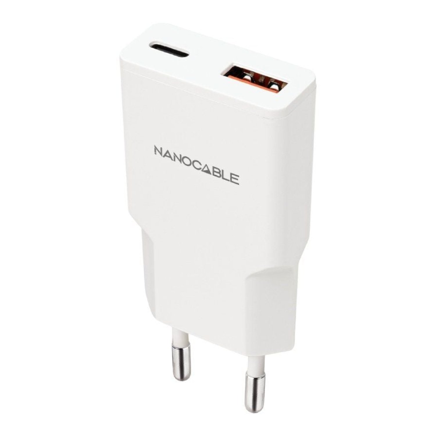 Nanocable Cargador de Pared · 20W · 1 USB-C + 1 USB · Blanco