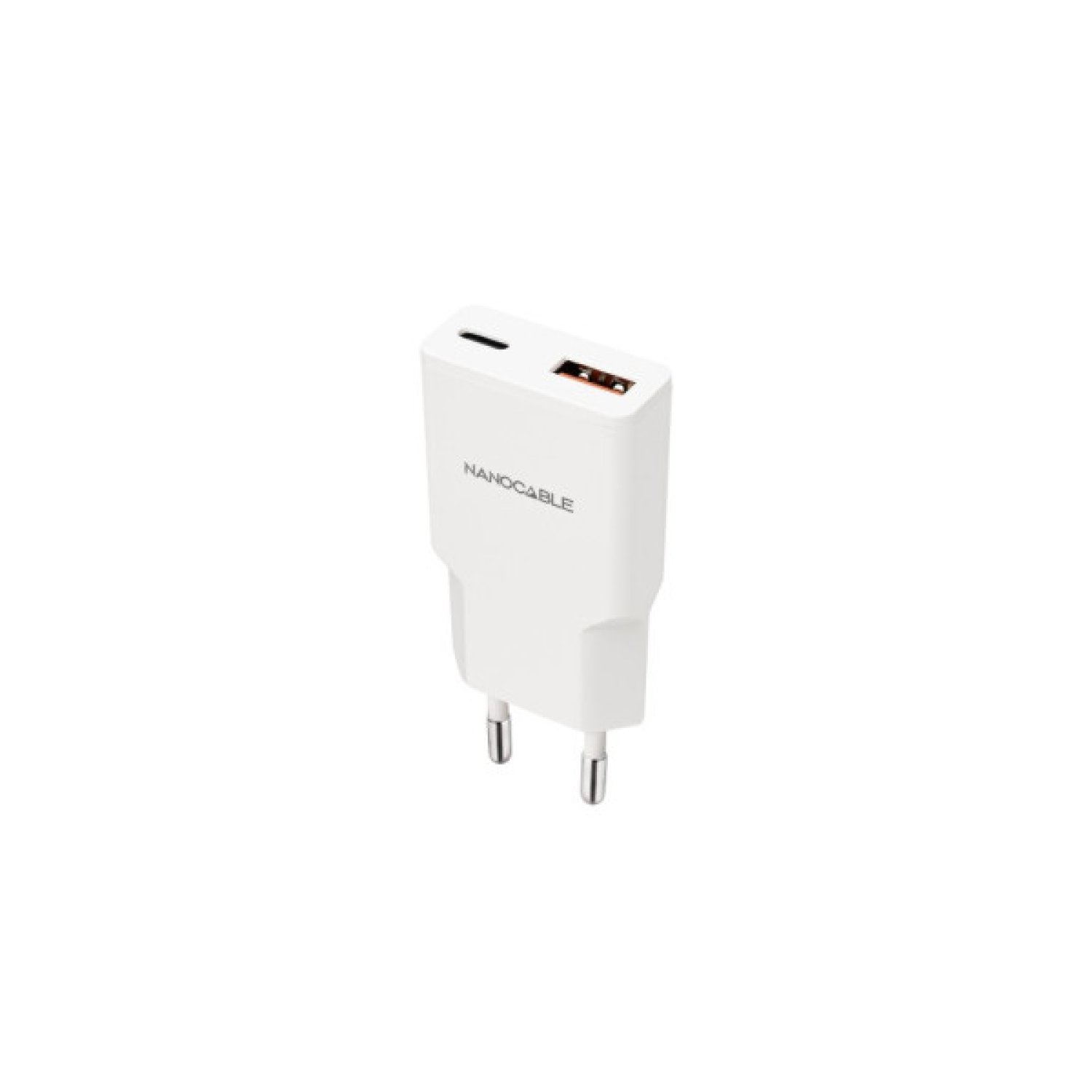 Nanocable Cargador de Pared · 20W · 1 USB-C + 1 USB · Blanco
