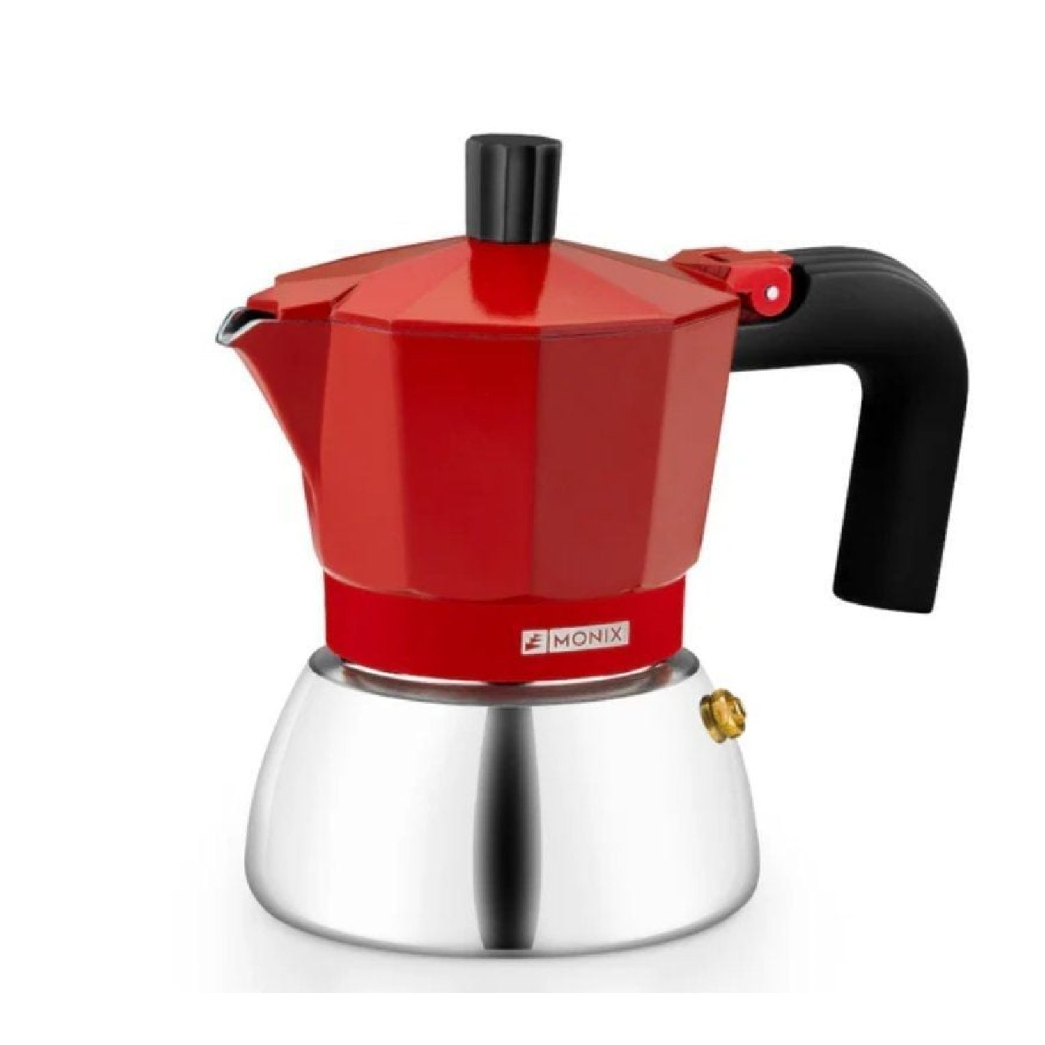 Monix Cafetera Italiana Induction · 6 Tazas · Inox · Roja
