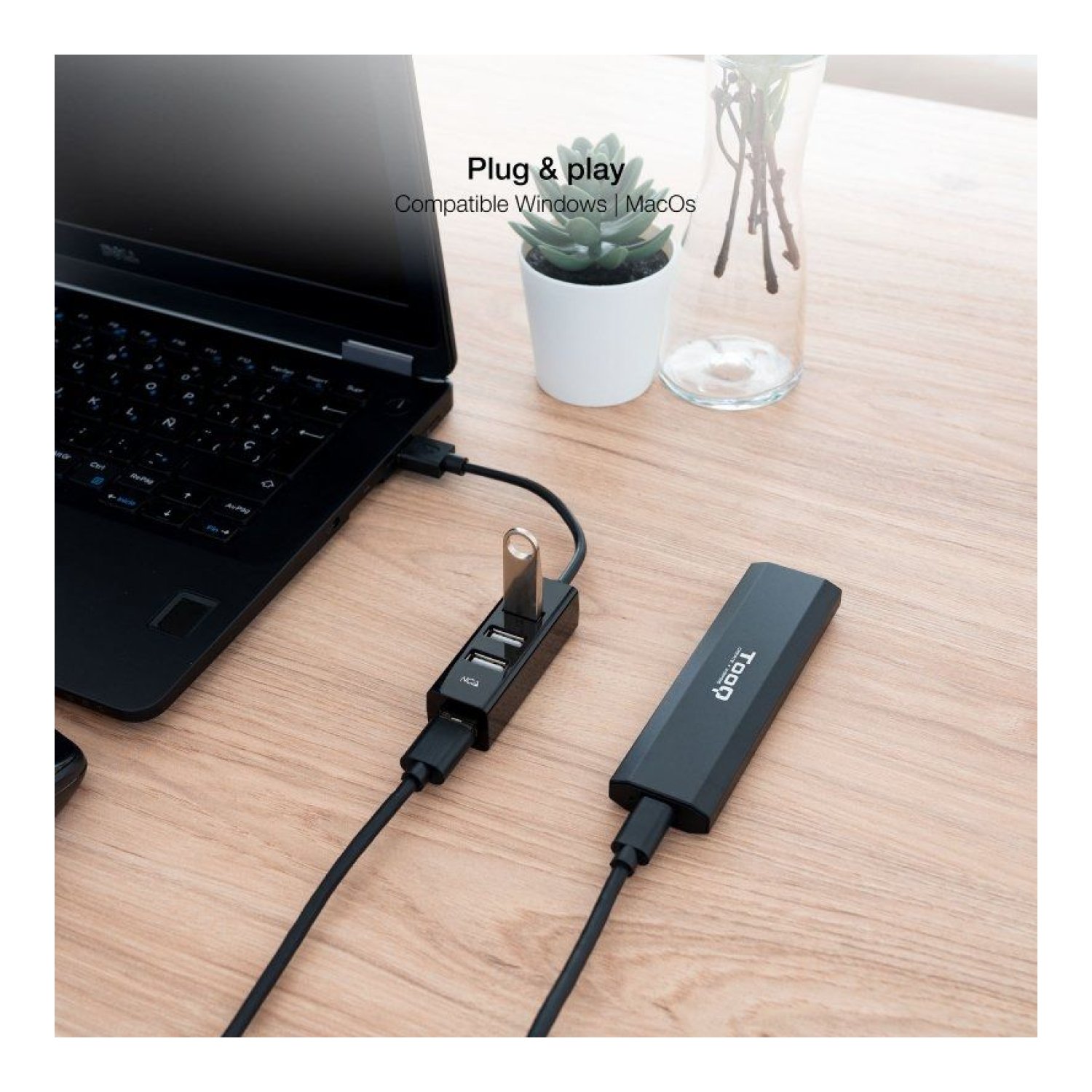 Nanocable Hub USB 2.0 · 4 Puertos USB · Conexión Rápida
