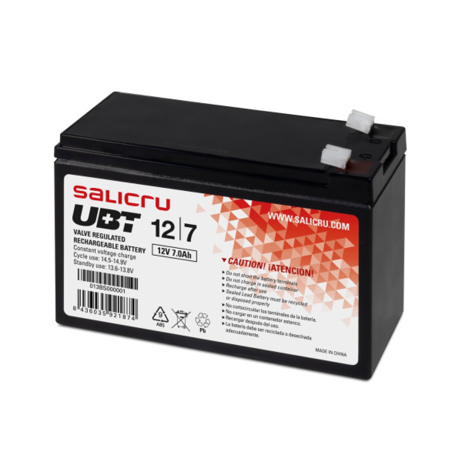 Salicru UBT 12/7 V2 · Batería Compatible SAI · 12V · 7Ah