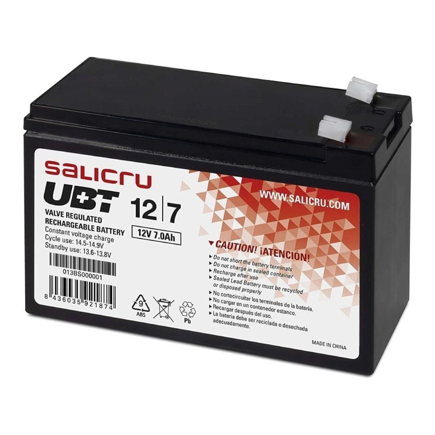 Salicru UBT 12/7 V2 · Batería Compatible SAI · 12V · 7Ah