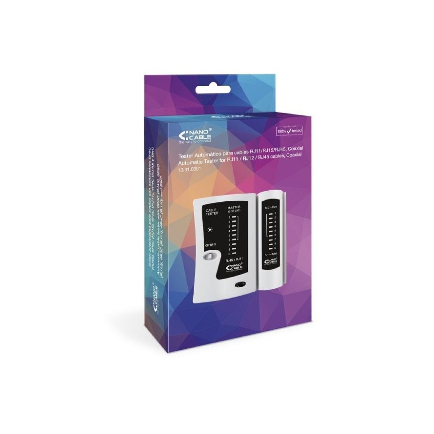 Nanocable · Tester de Red · RJ11/RJ12/RJ45 · Herramienta de Diagnóstico