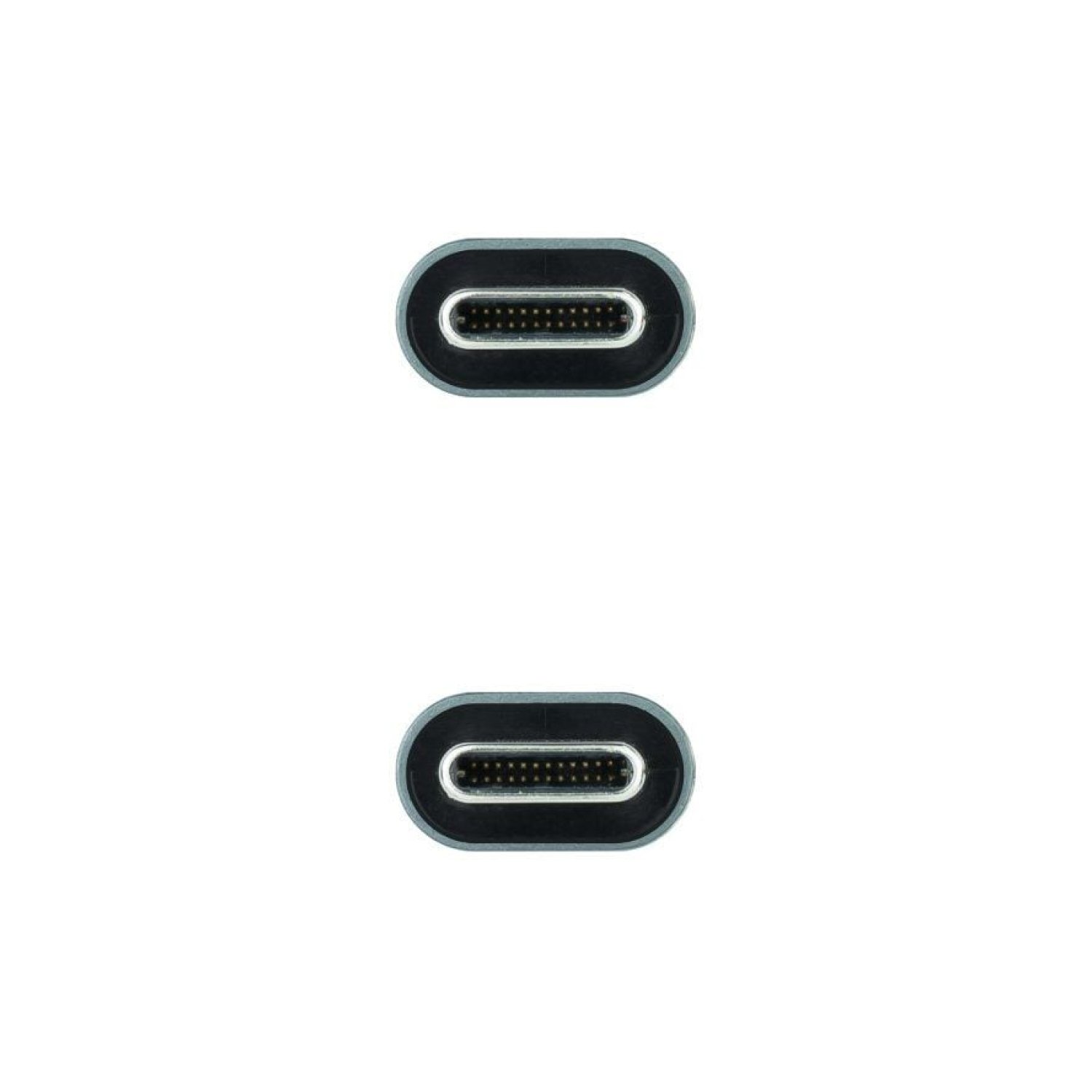 Nanocable USB 3.2 Tipo-C Macho · 2m · 100W · 20Gbps · Gris y Negro