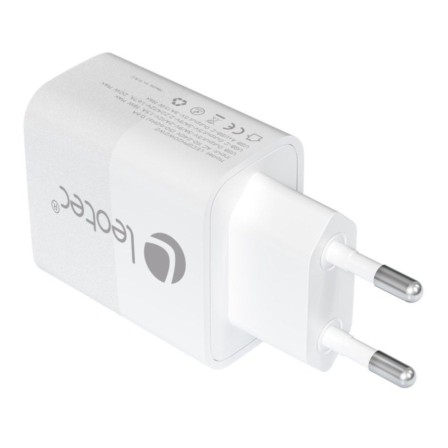Leotec Cargador de Pared · 20W · 1 USB-C · 1 USB