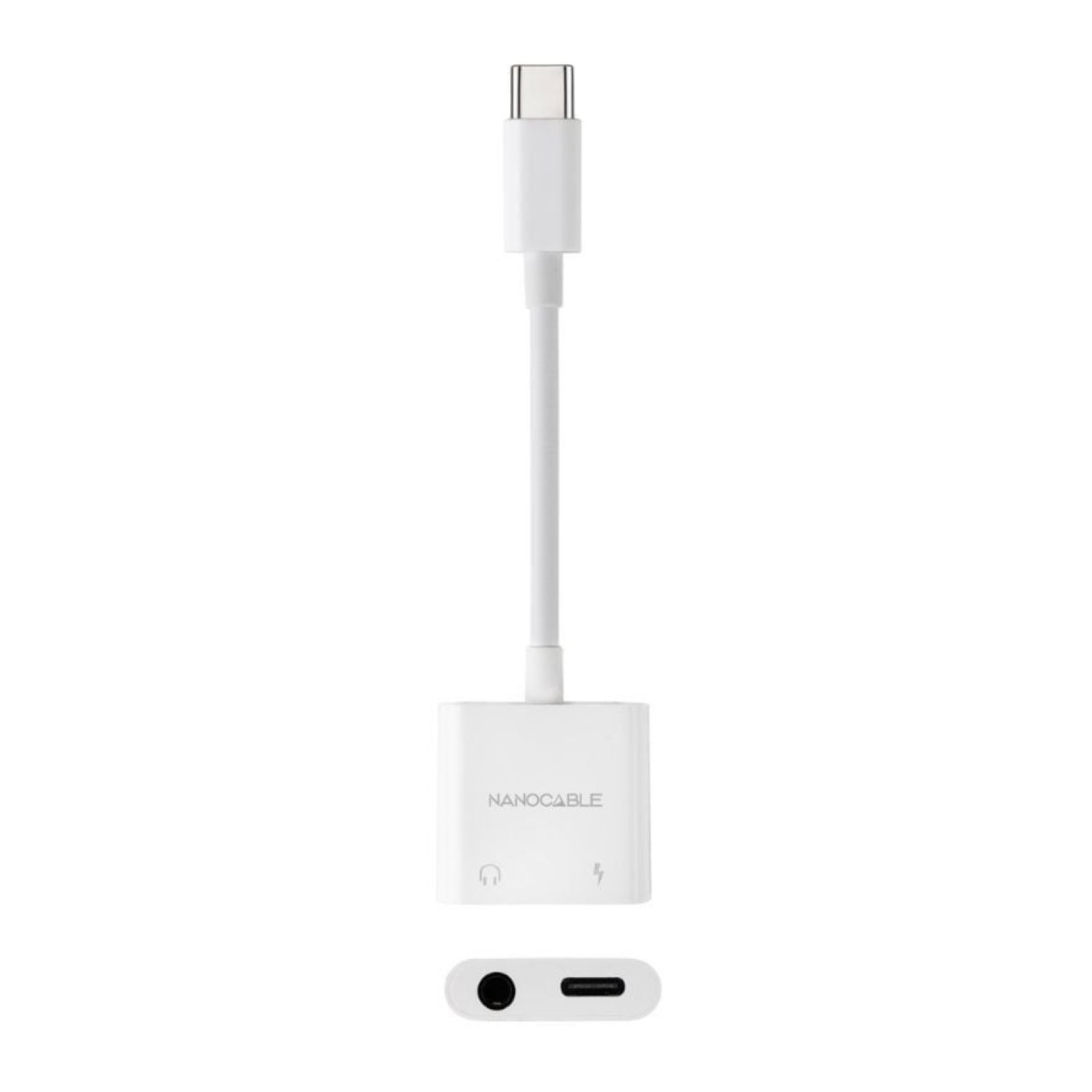 Nanocable · Adaptador Audio USB-C a Jack 3,5 · USB-C Macho/Hembra · Blanco