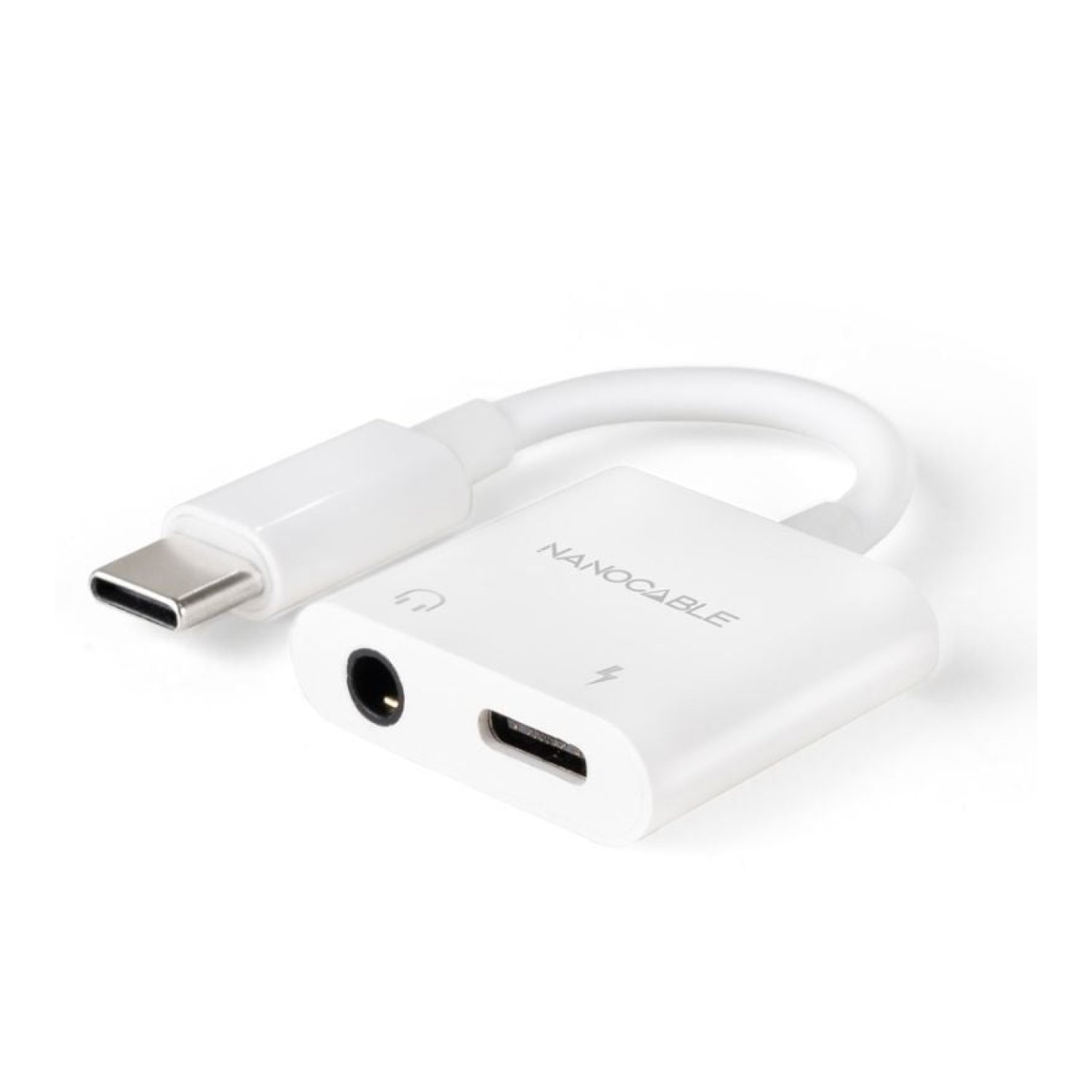 Nanocable · Adaptador Audio USB-C a Jack 3,5 · USB-C Macho/Hembra · Blanco