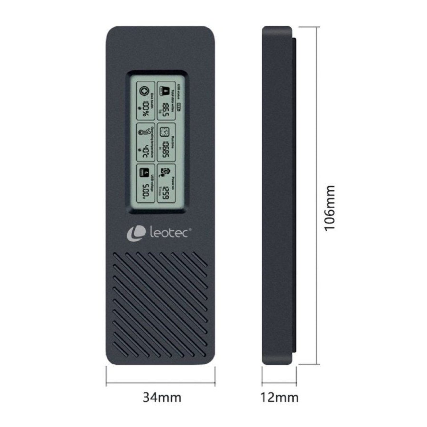 Leotec · Caja Externa SSD M.2 NVMe · USB 3.2 · Pantalla LCD