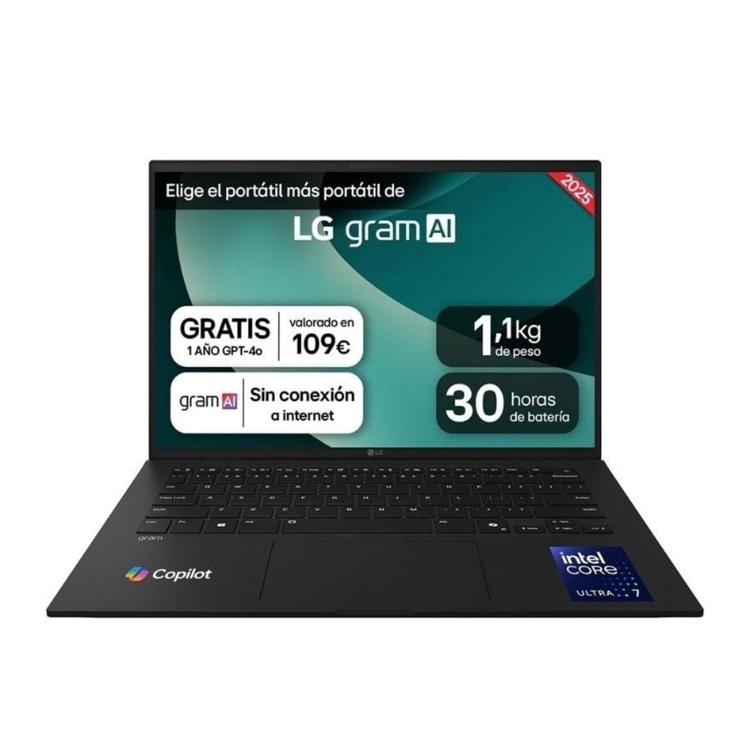 LG Gram 14 · Intel Core Ultra 7-255H · 32GB RAM · 1TB SSD · 14" · Sin SO