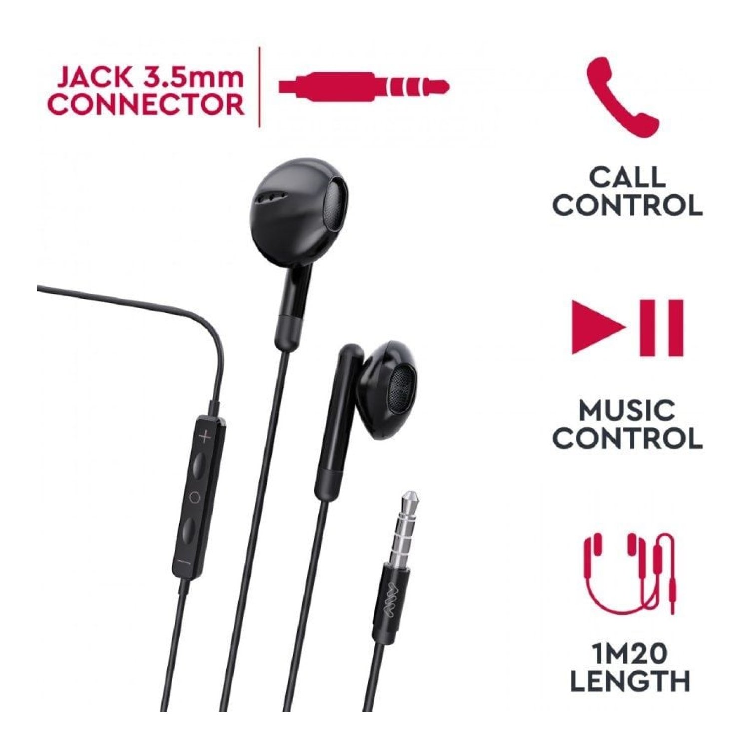 Myway Auriculares Intrauditivos · Micrófono · Jack 3.5 · Negros