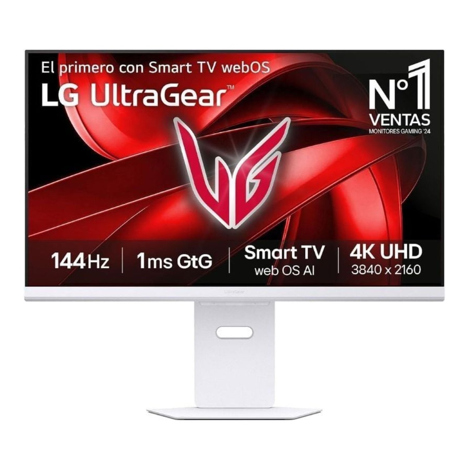 LG UltraGear 32G810SA-W · 32" 4K · 144Hz · 1ms IPS · Smart TV · Regulable altura