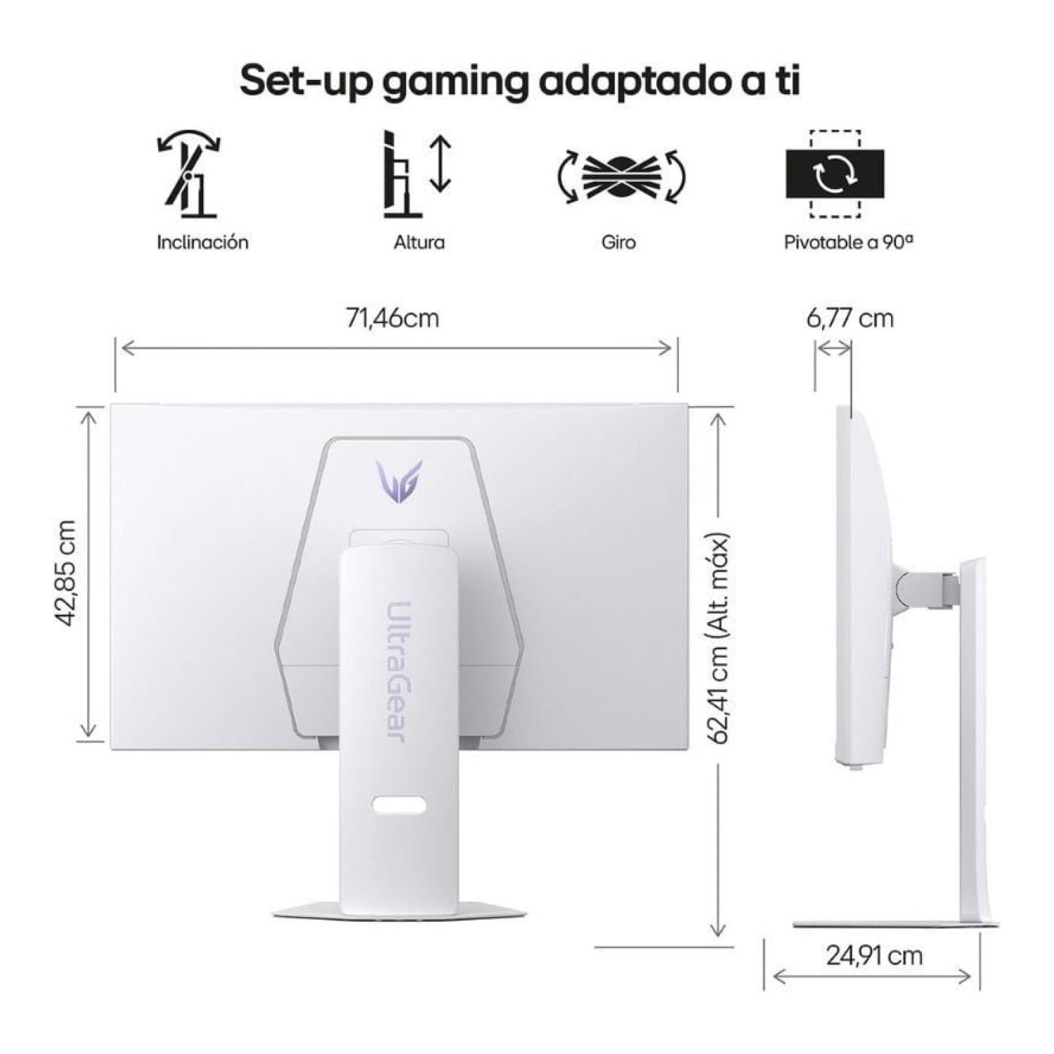LG UltraGear 32G810SA-W · 32" 4K · 144Hz · 1ms IPS · Smart TV · Regulable altura