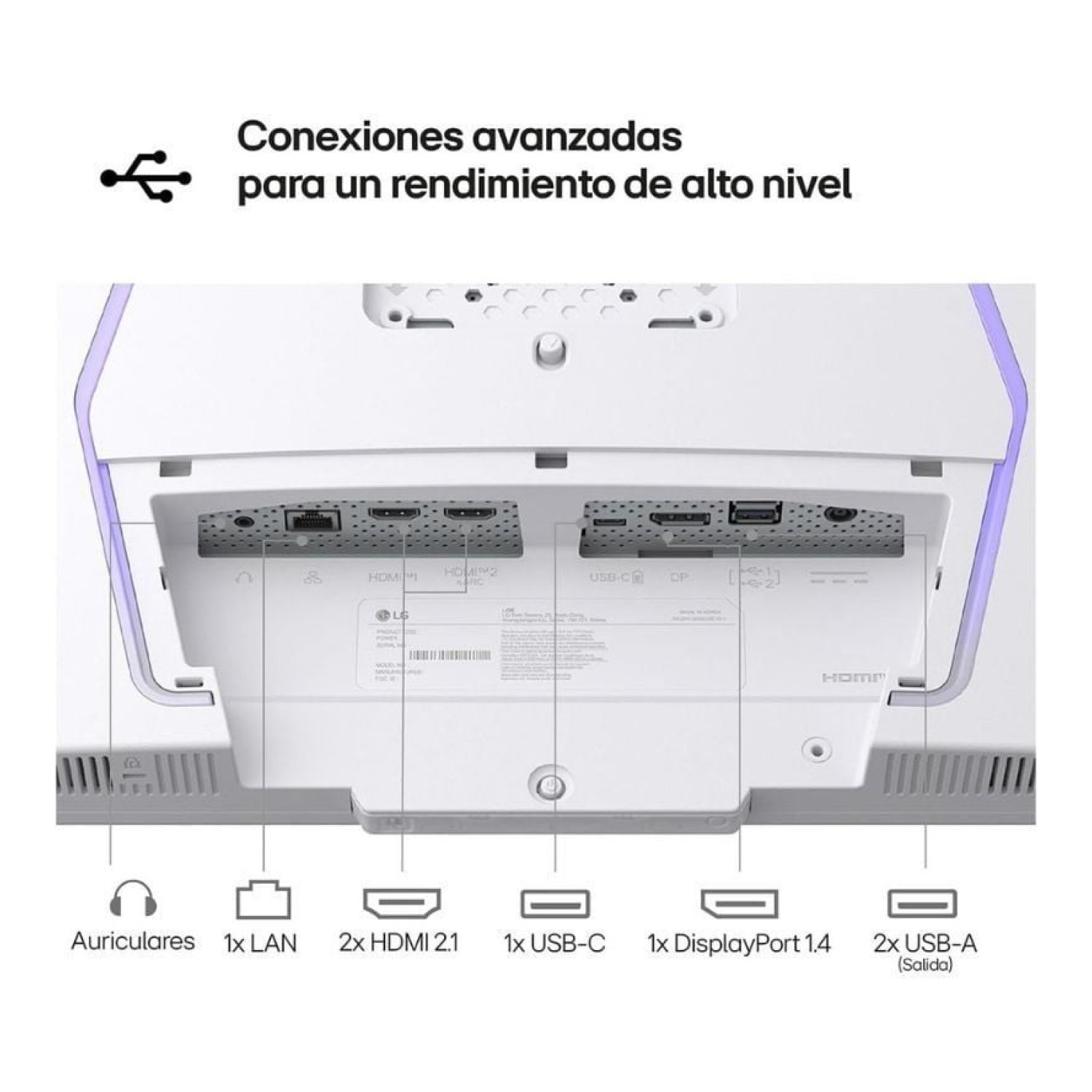 LG UltraGear 32G810SA-W · 32" 4K · 144Hz · 1ms IPS · Smart TV · Regulable altura