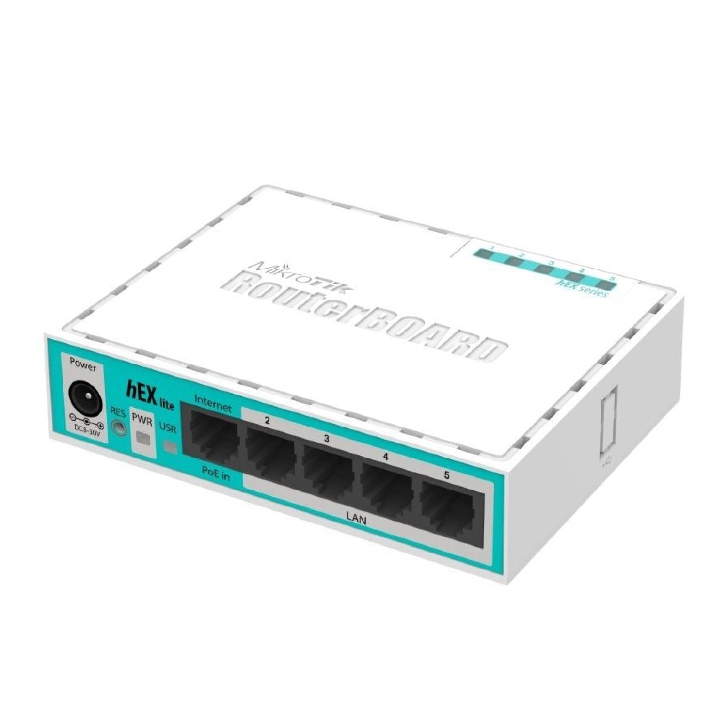 Mikrotik Hex Lite RB750R2 · Router 5 Puertos · RJ45 10/100 · PoE