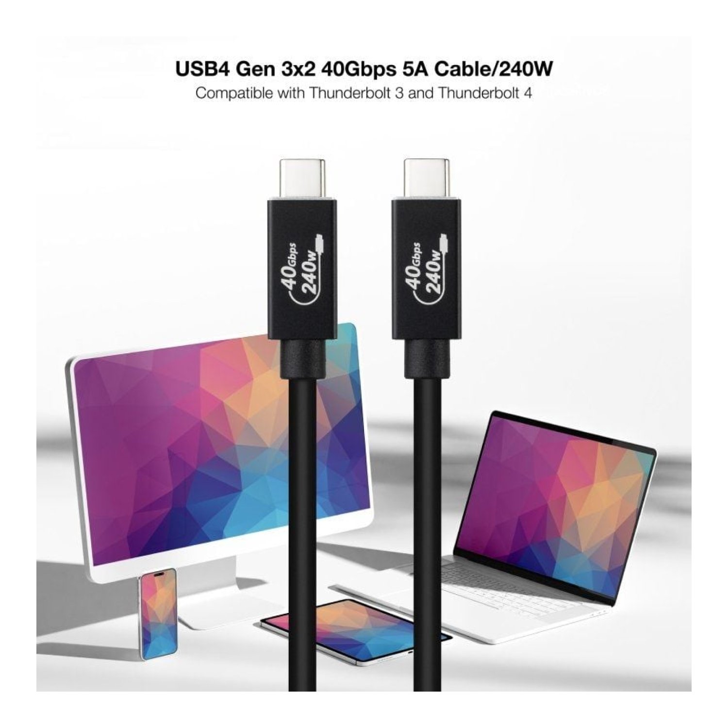Nanocable · Cable USB 4.0 · USB-C a USB-C · 240W · 40Gbps · 1,8m · Negro