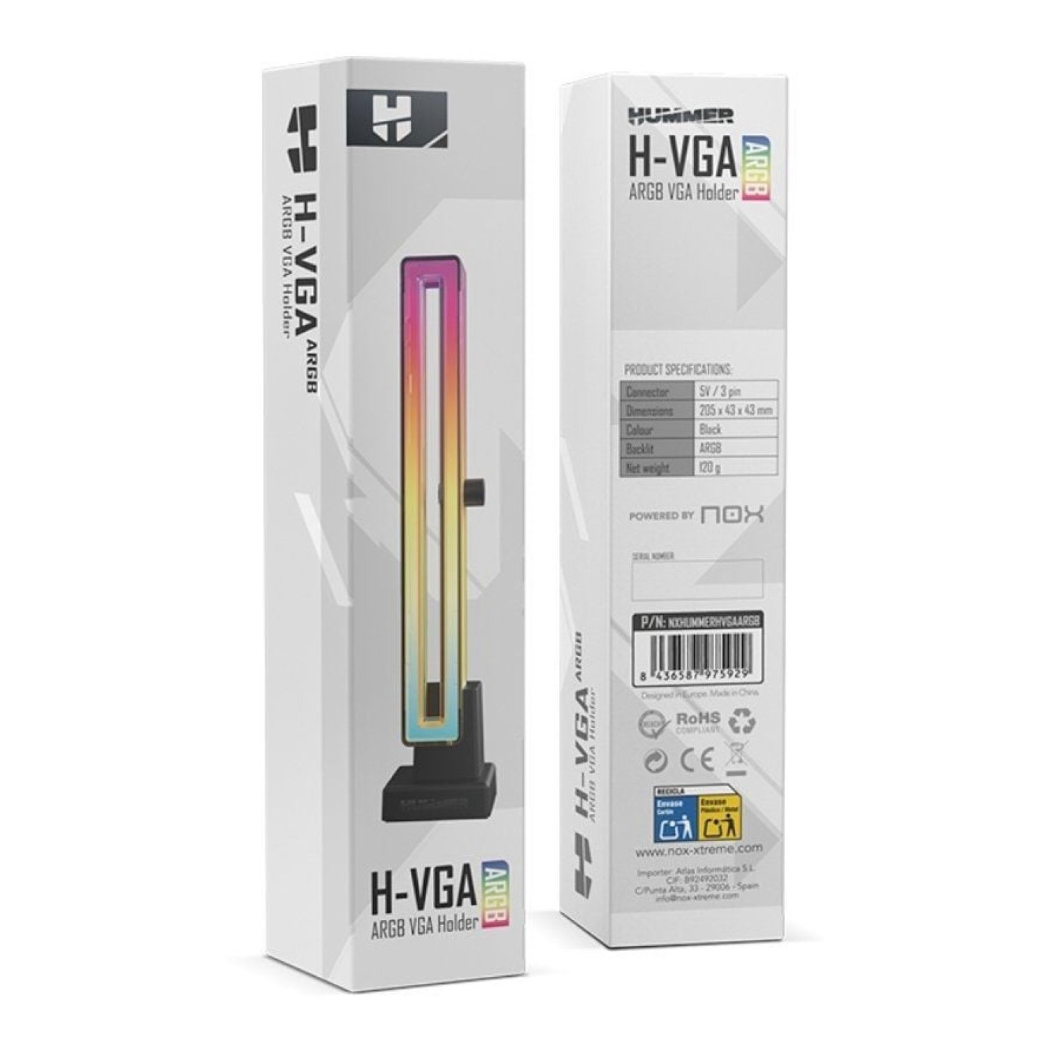 NOX Hummer H-VGA · Soporte Tarjeta Gráfica ARGB · Compatibilidad Universal · Negro