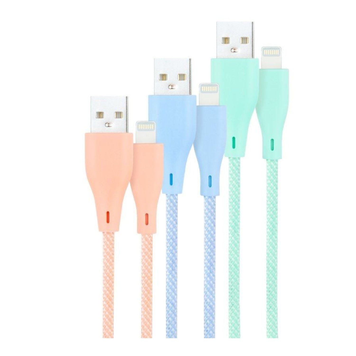 Nanocable · Cable USB 2.0 Lightning · 1m · 3 Unidades · Rosa/Azul/Verde