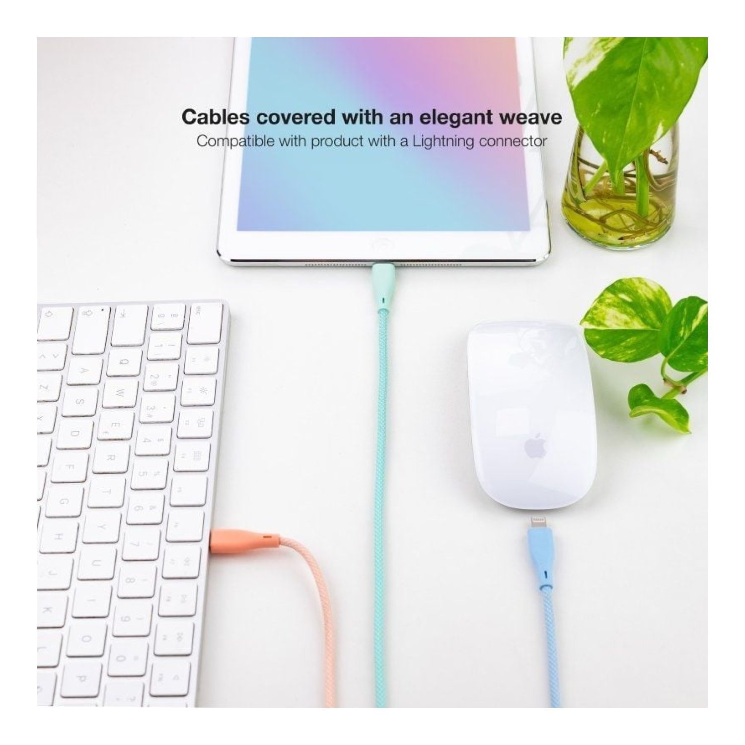 Nanocable · Cable USB 2.0 Lightning · 1m · 3 Unidades · Rosa/Azul/Verde