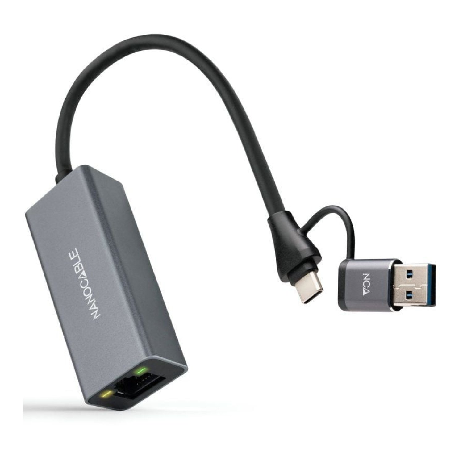 Nanocable · Adaptador USB + Tipo-C a RJ45 · 1000 Mbps · Ethernet