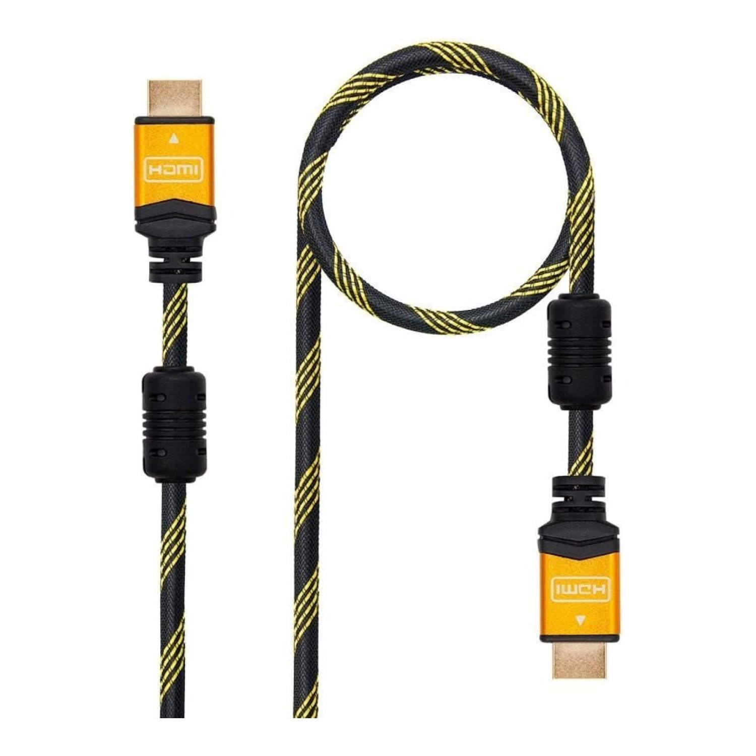 Nanocable · Cable HDMI 2.0 4K · 1,5m · Macho a Macho · Negro y Naranja
