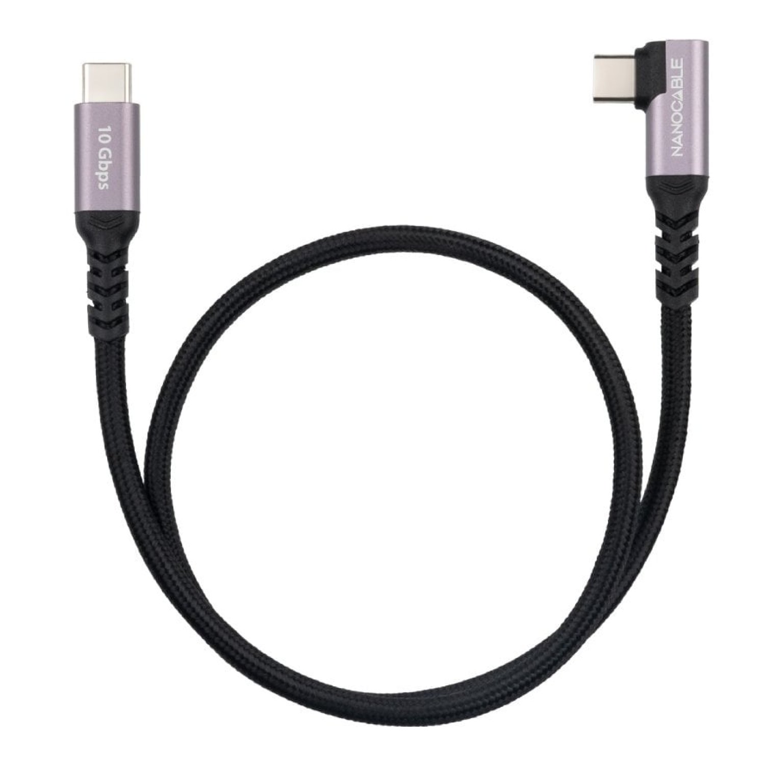 Nanocable · Cable USB-C a USB-C · 3m · 100W · 10Gbps · Acodado · Negro