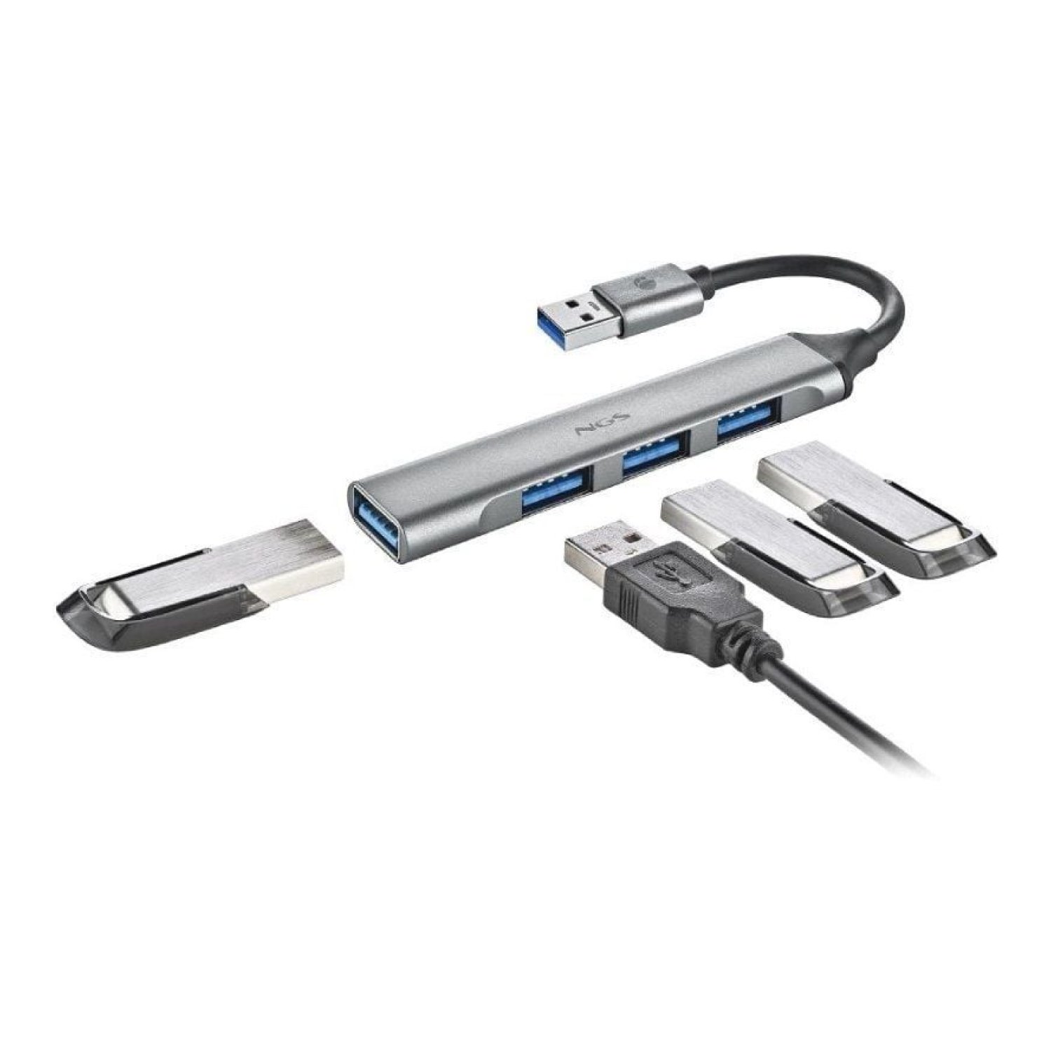 NGS iHub4 · Hub USB · 4 Puertos · Gris