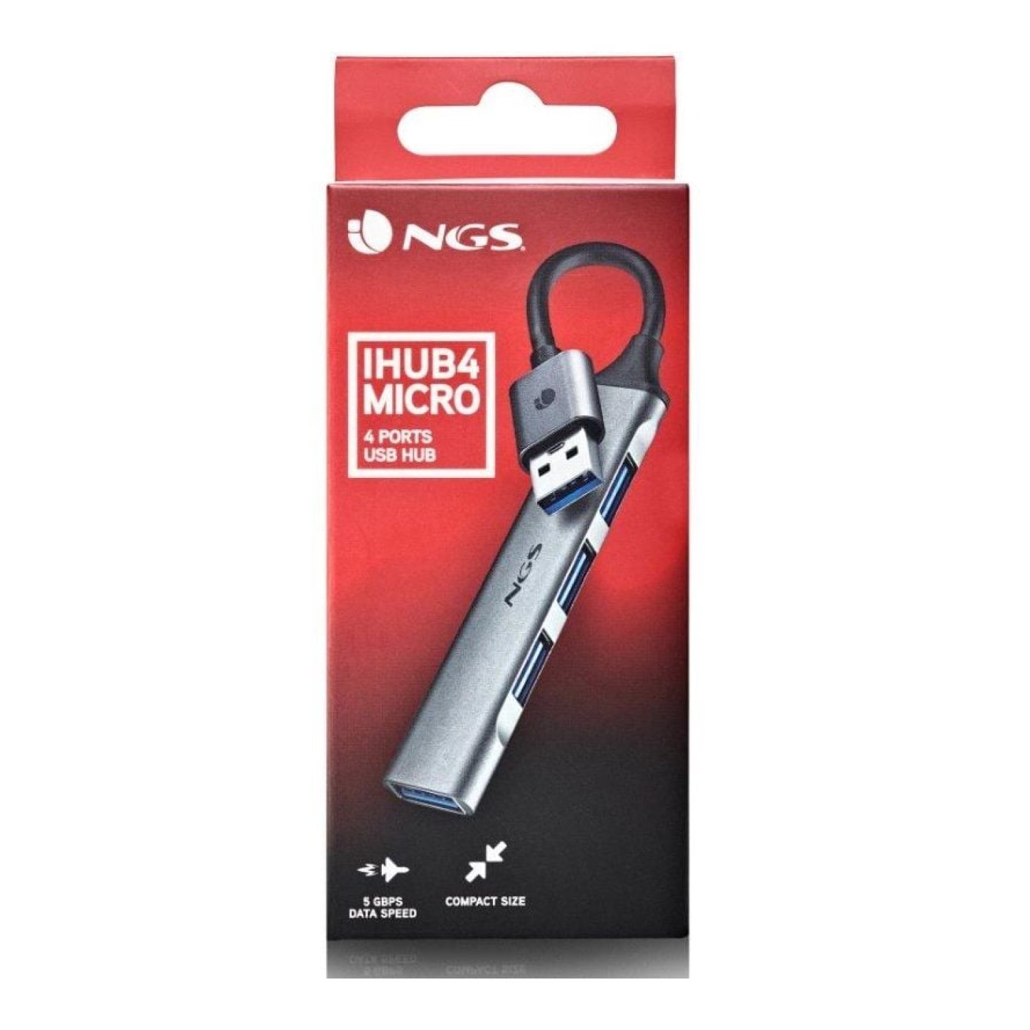 NGS iHub4 · Hub USB · 4 Puertos · Gris