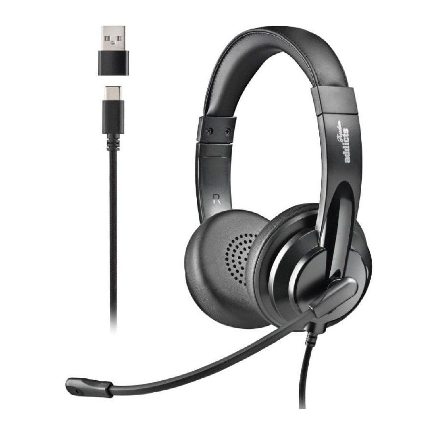 NGS Vox605 · Auriculares USB-C · Micrófono Integrado · Negros