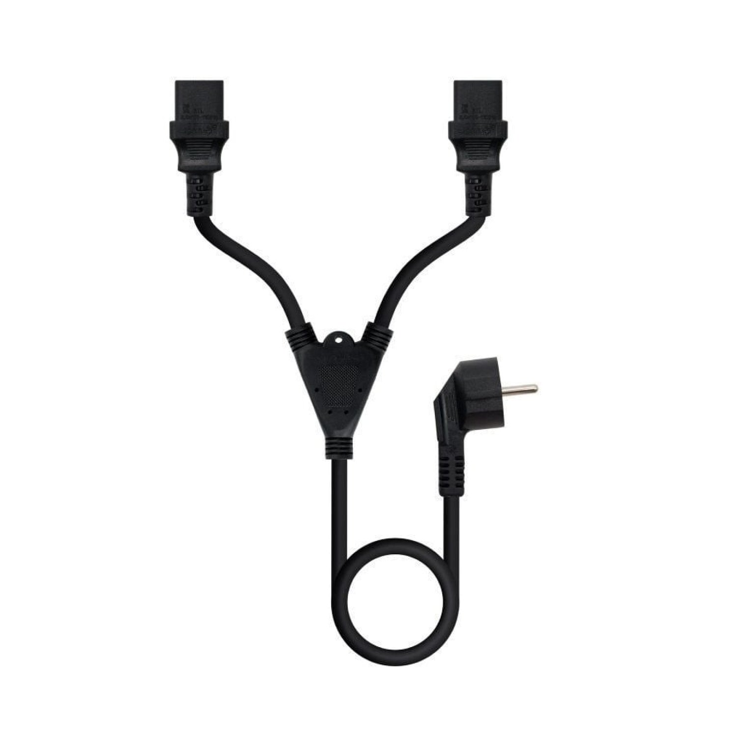 Nanocable · Cable Alimentación · Schuko Macho a 2x C13 · 1,8m · Negro