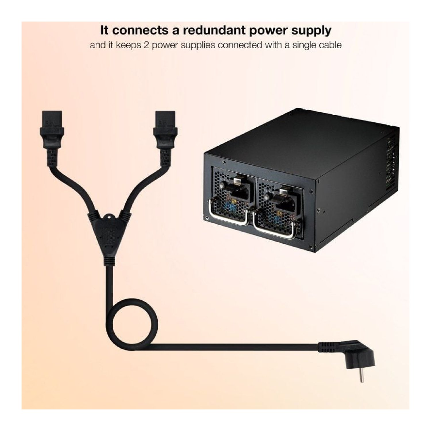 Nanocable · Cable Alimentación · Schuko Macho a 2x C13 · 1,8m · Negro