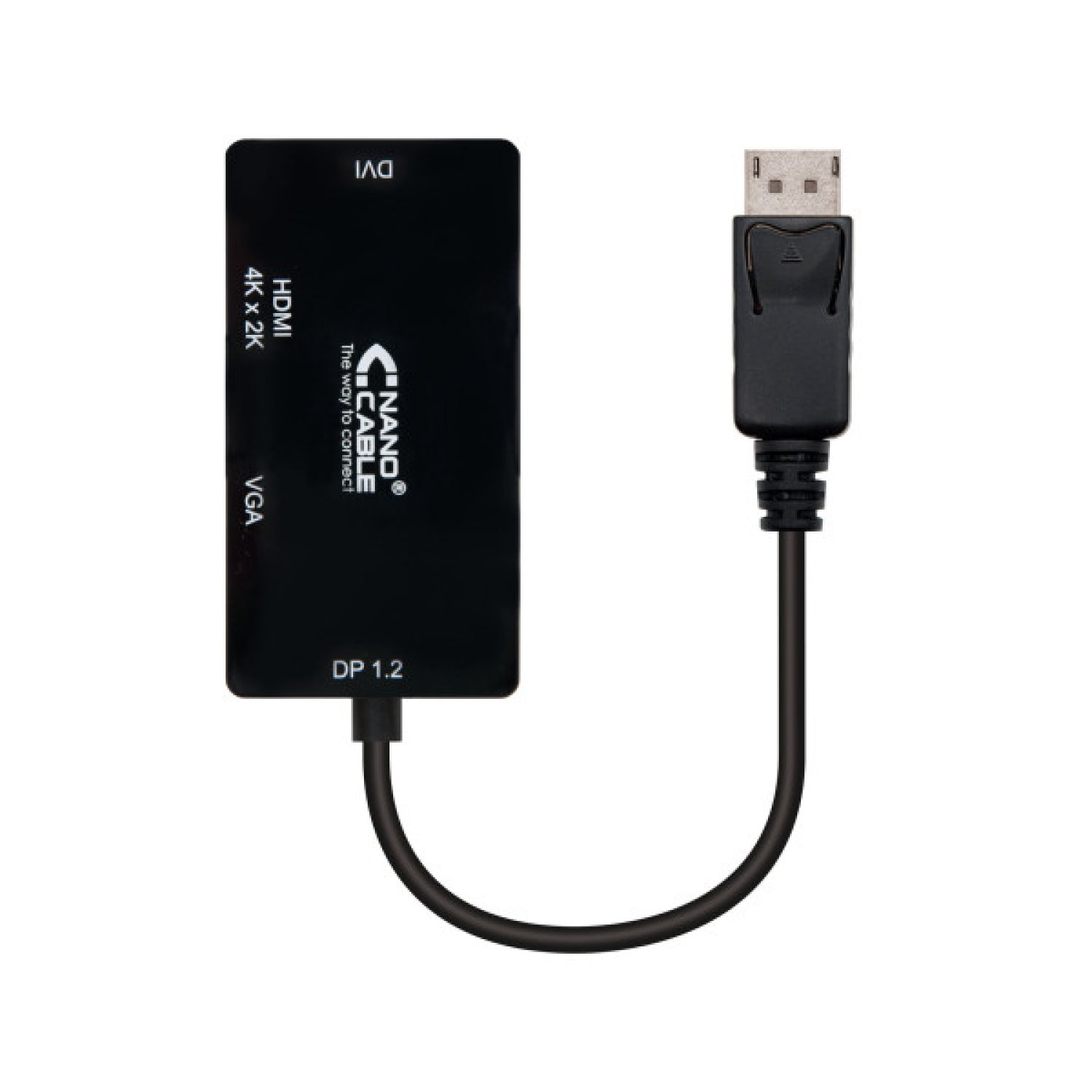 Nanocable · Conversor DisplayPort · 3 en 1 VGA/DVI/HDMI · 15cm · Negro