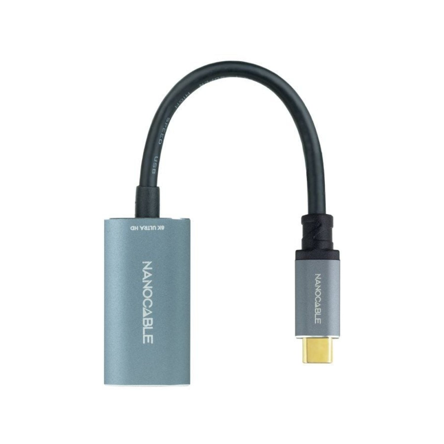 Nanocable · Conversor USB-C a DisplayPort · 15cm · Gris