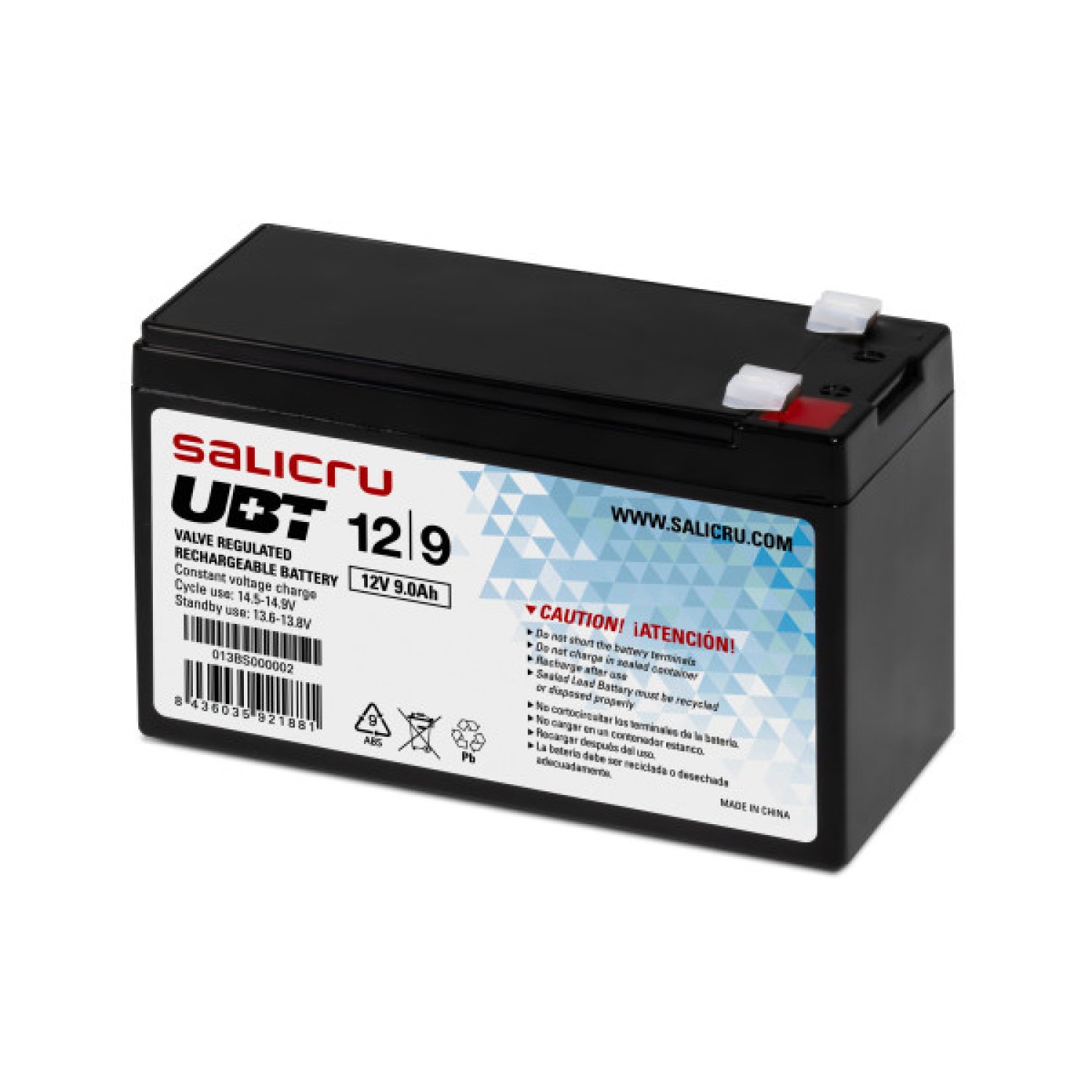 Salicru UBT 12/9 · Batería Compatible SAI · 12V 9Ah