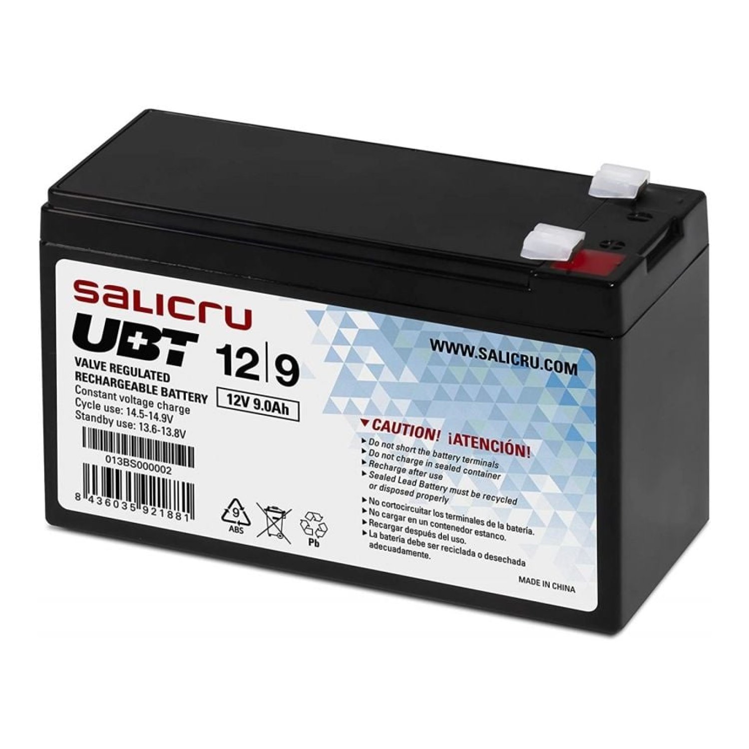 Salicru UBT 12/9 · Batería Compatible SAI · 12V 9Ah