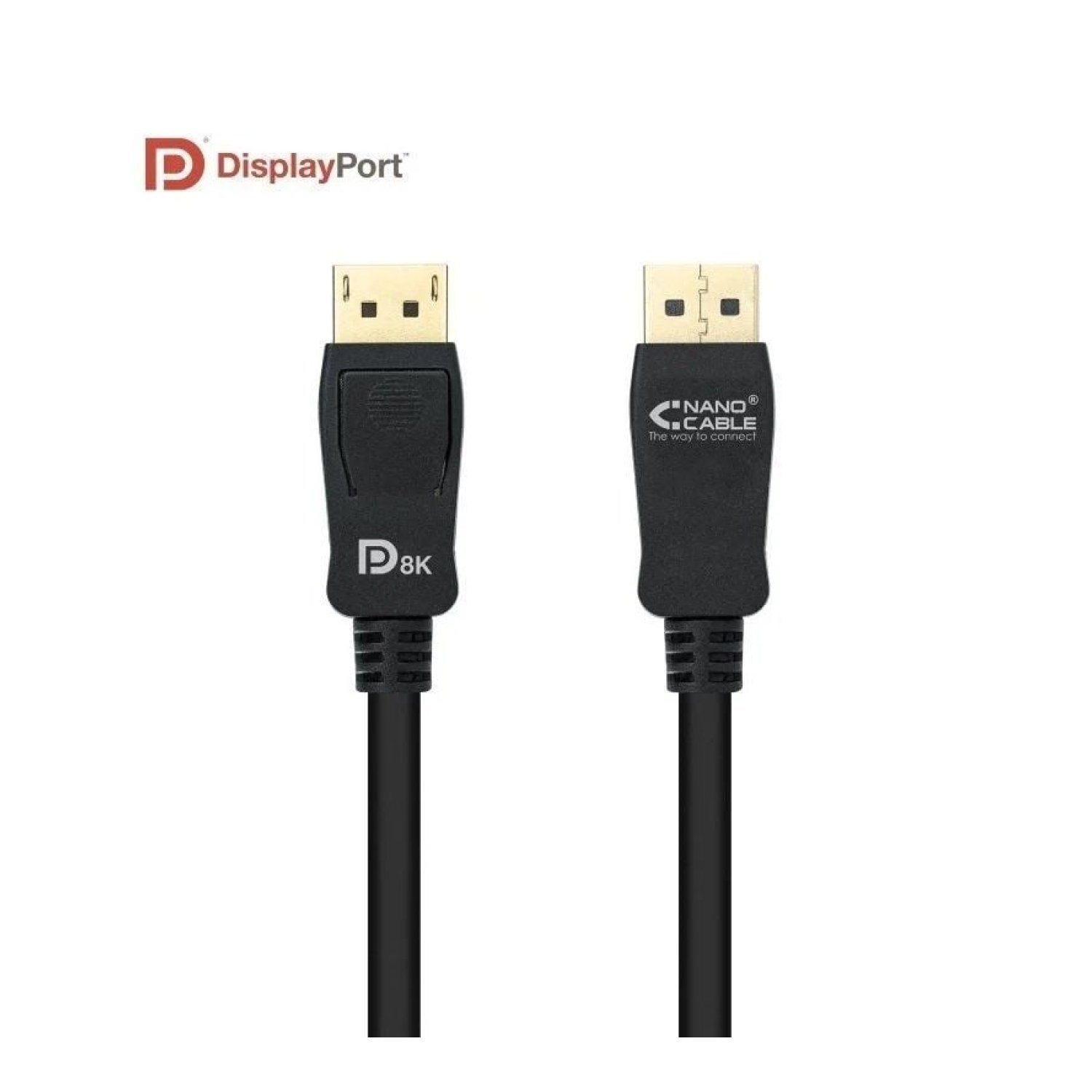 Nanocable DisplayPort 1.4 8K · 1,5m · DisplayPort Macho · Certificado · Negro
