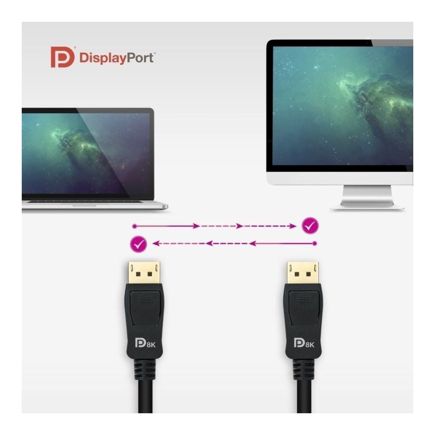 Nanocable DisplayPort 1.4 8K · 1,5m · DisplayPort Macho · Certificado · Negro
