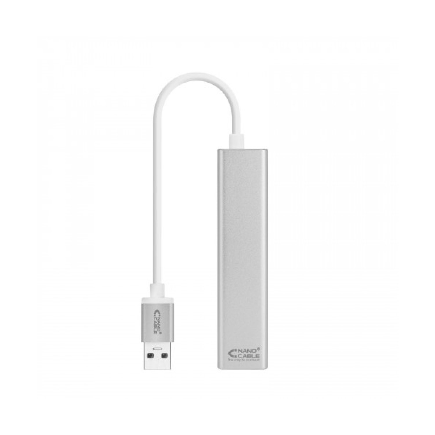 Nanocable Hub USB 3.0 · 3 Puertos USB · 1 RJ45 · Gris