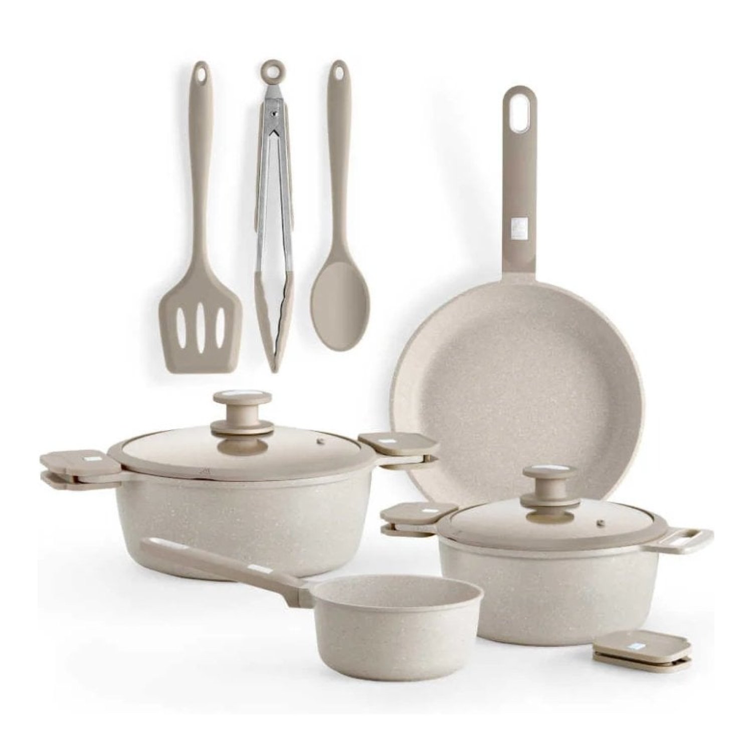 Monix Denmark · Pack Batería de Cocina · Cazo 16cm + Sartén 24cm + Cacerolas · Aluminio Fundido · Inducción