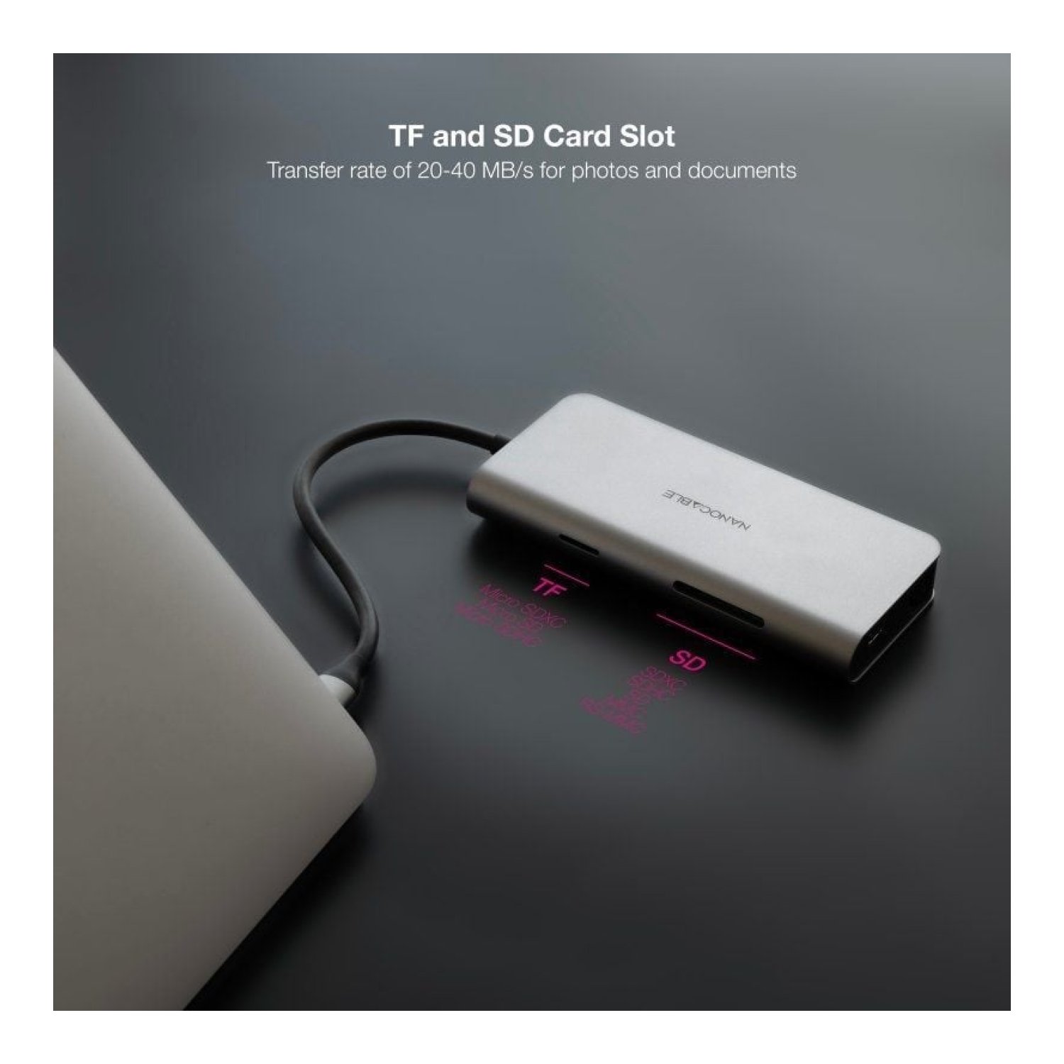 Nanocable Docking USB-C · 3x USB 3.0 · HDMI 4K · Ethernet RJ45 · Lector Tarjetas · PD 100W · Gris