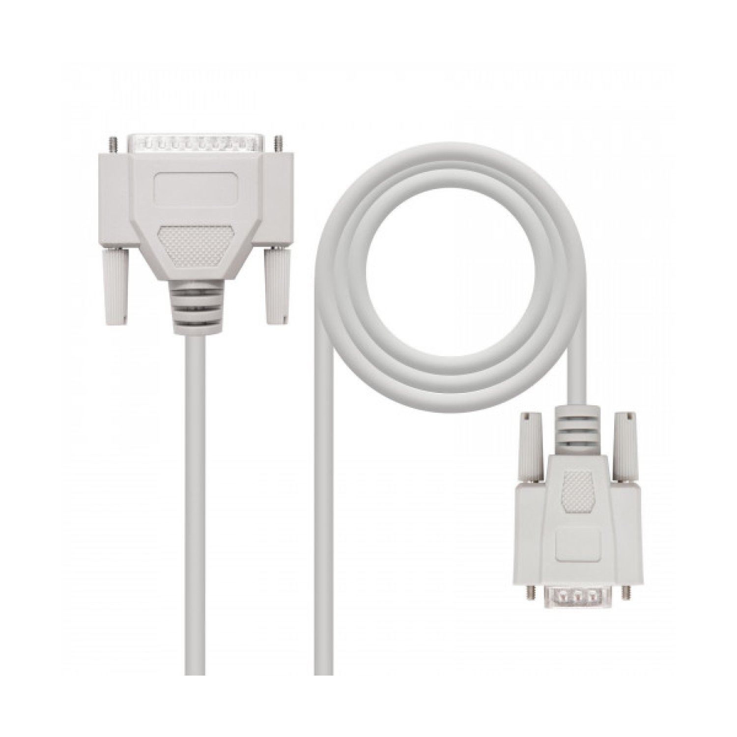 Nanocable · Cable Null Modem · DB9 Hembra-DB25 Macho · 1,8m · Beige