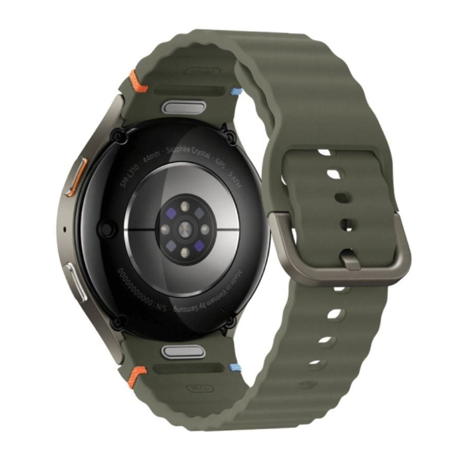 Samsung Galaxy Watch 7 · Notificaciones · Frecuencia Cardíaca · GPS · Verde