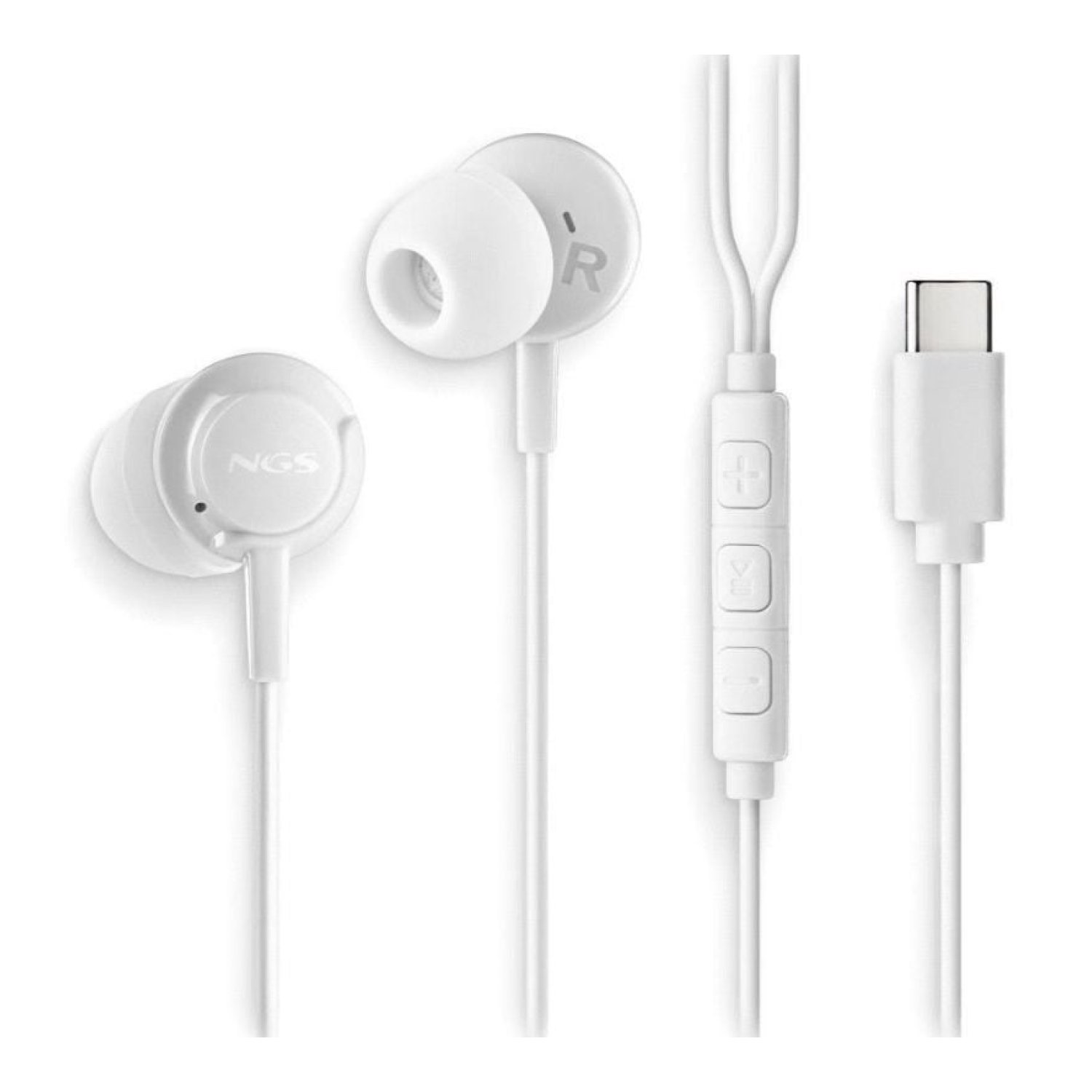 NGS Cross Step · Auriculares Intrauditivos · Micrófono · USB Tipo-C · Blancos