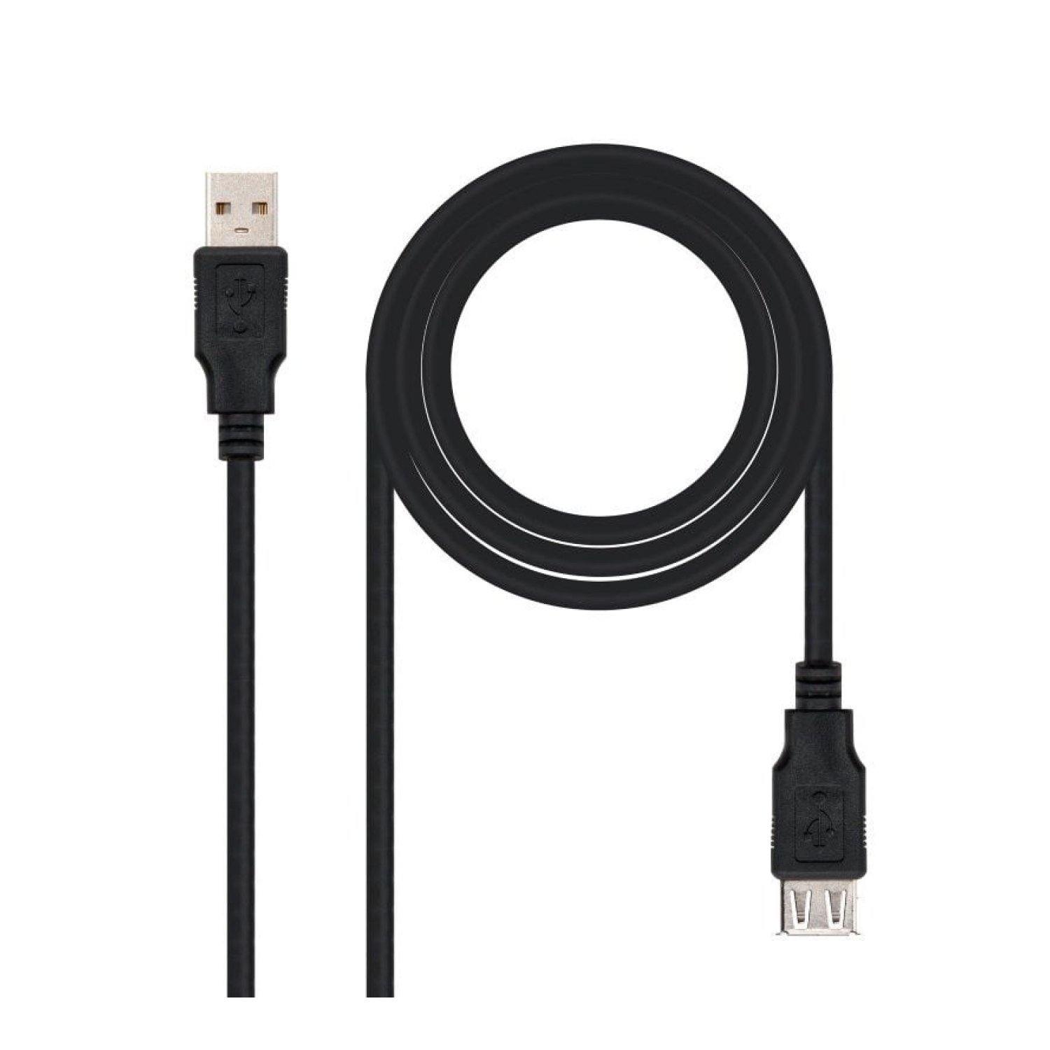 Nanocable Cable Alargador USB 2.0 · 1m · USB Macho-Hembra · Negro