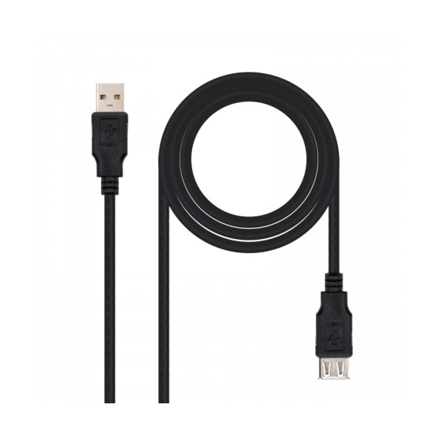 Nanocable Cable Alargador USB 2.0 · 1m · USB Macho-Hembra · Negro