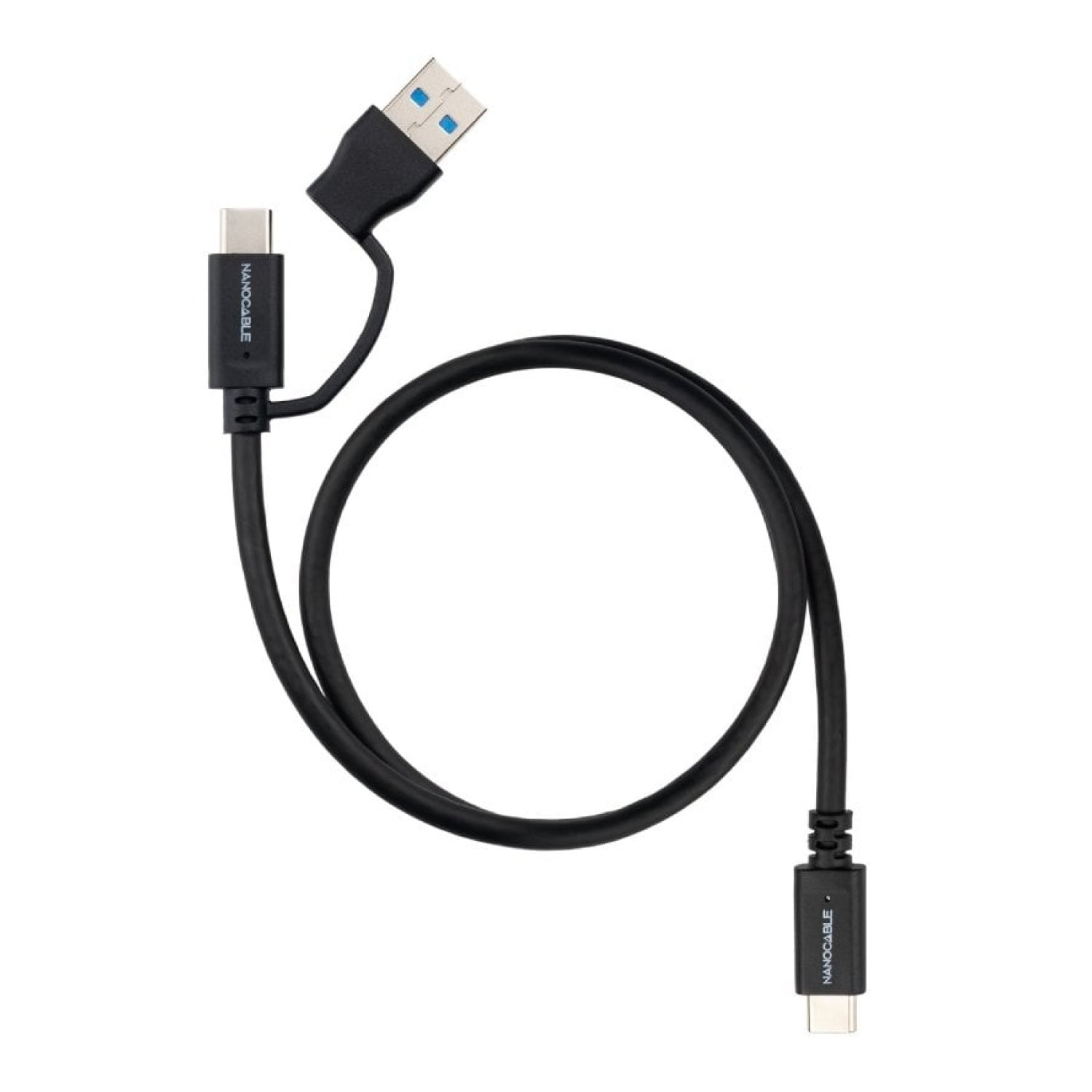 Nanocable · Cable USB 3.2 Tipo-C · 60W · 10Gbps · 1m · Negro